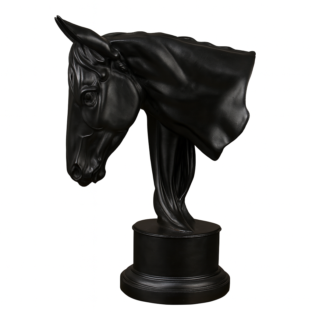 Elegant Black Horse Head Sculpture – Modern Resin Art Ameer & Sons