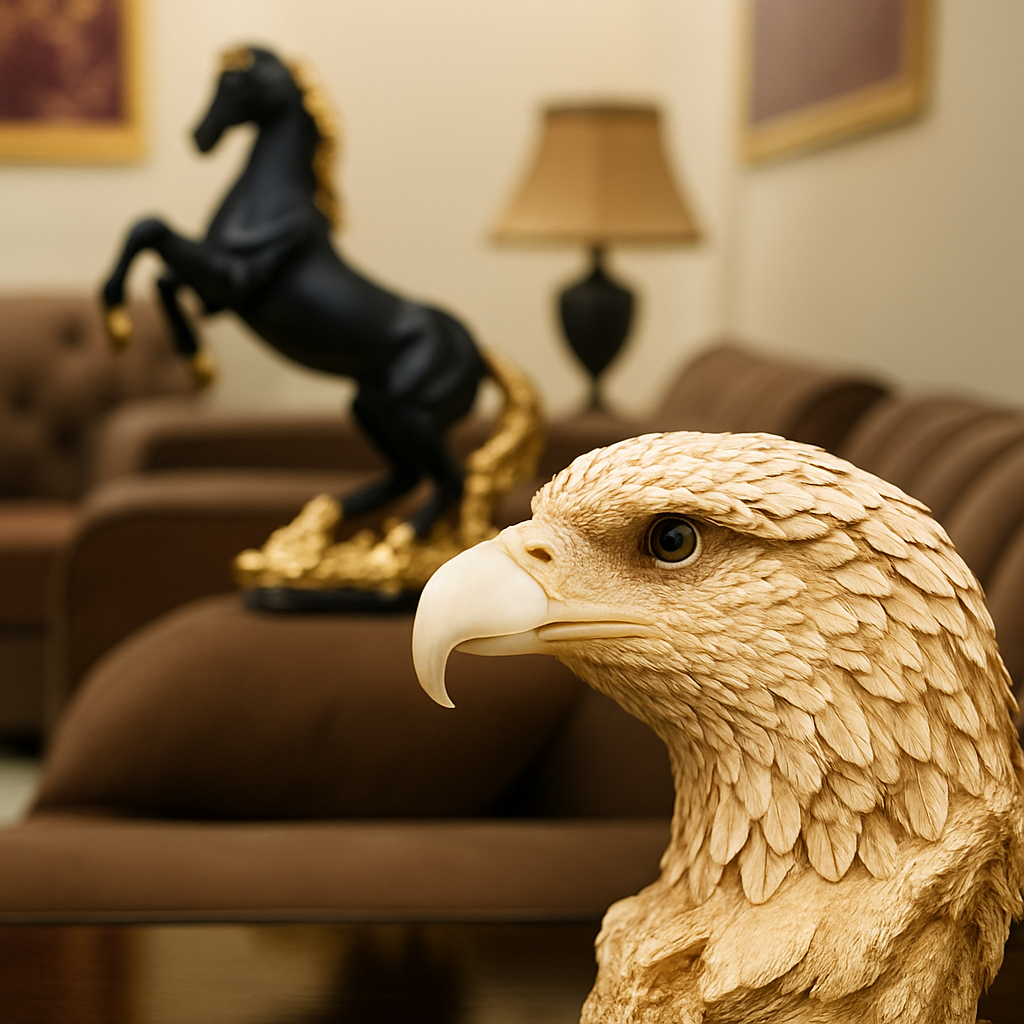 The Off White Royal Falcon – Bold Majesty in Sculpture Muzamil Decor