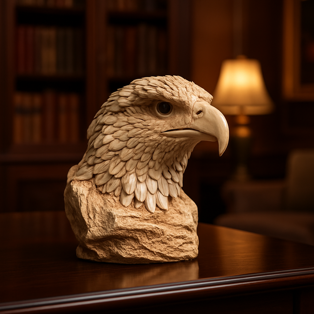 The Off White Royal Falcon – Bold Majesty in Sculpture Muzamil Decor