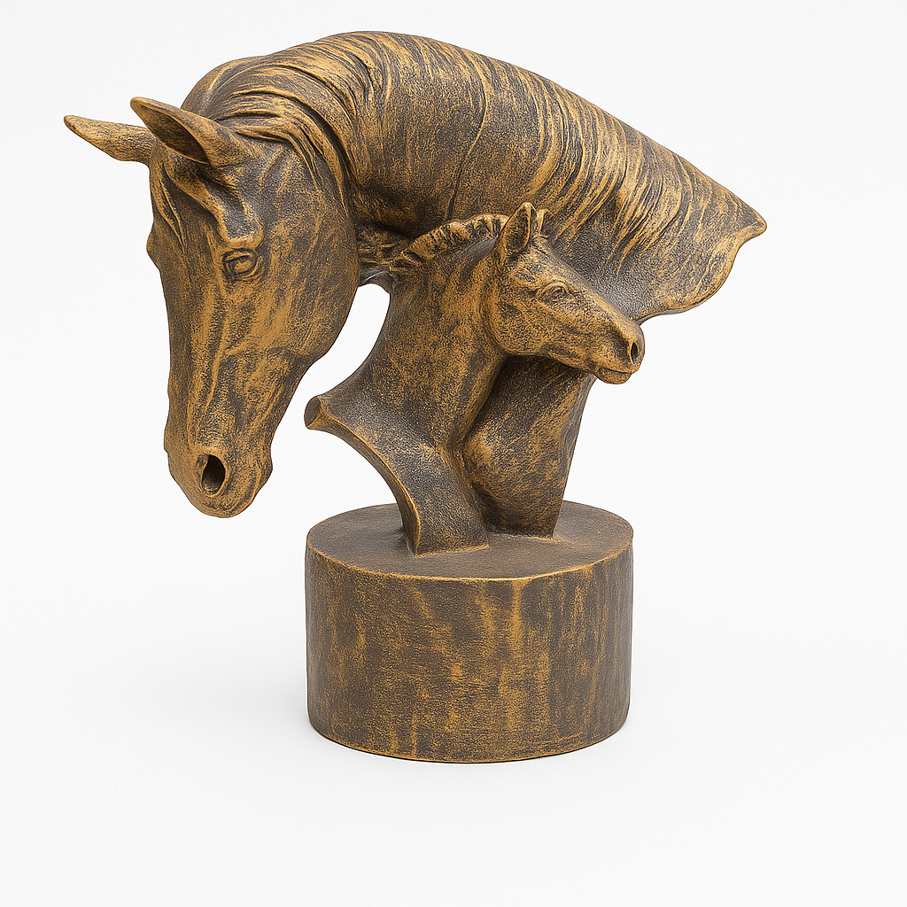 Mother of Horse Sculpture – Antique Gold Finish SHAHI ANDAAZ