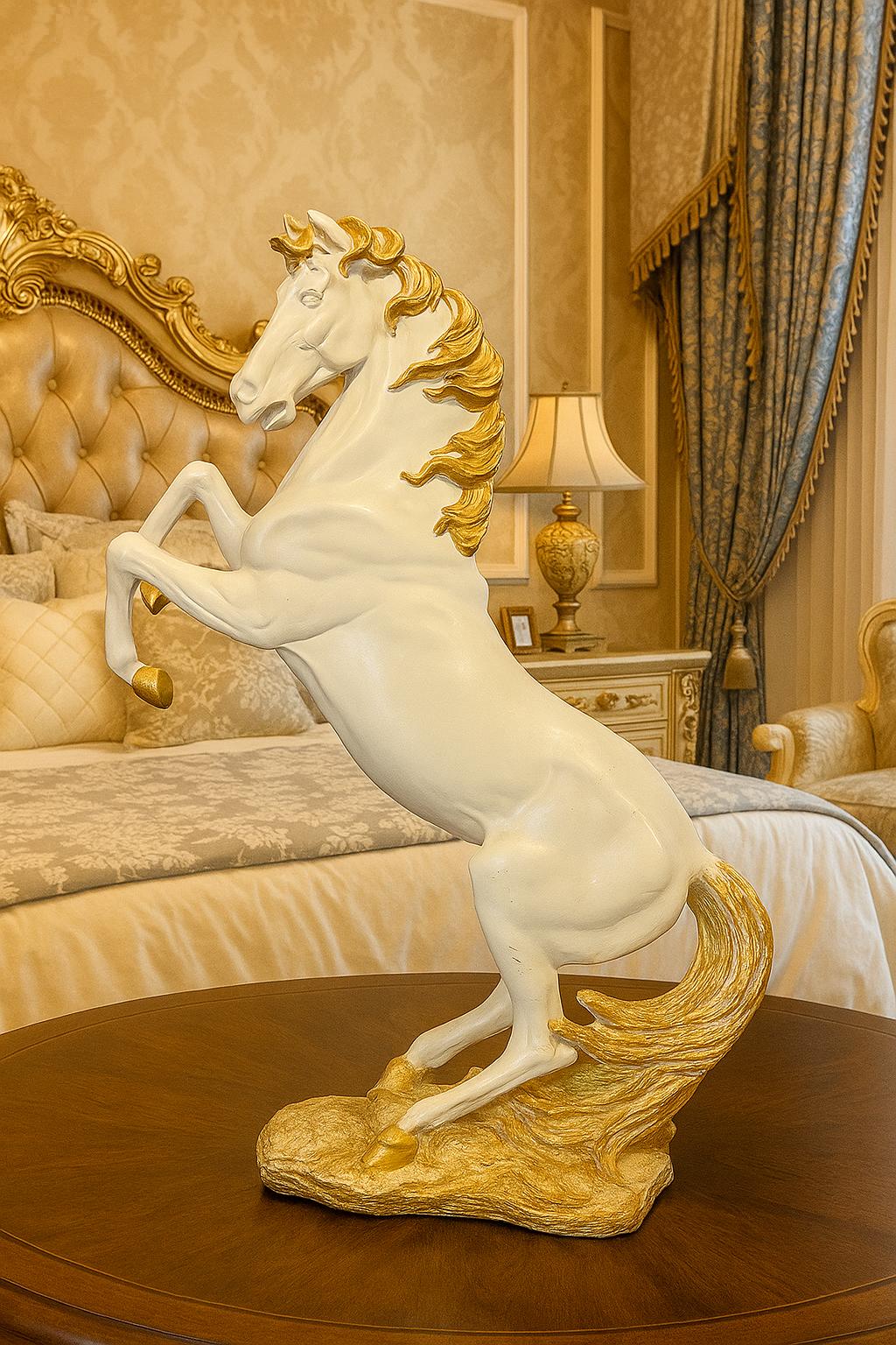 The Imperial White Stallion – Rearing Horse Sculpture Ameer & Sons