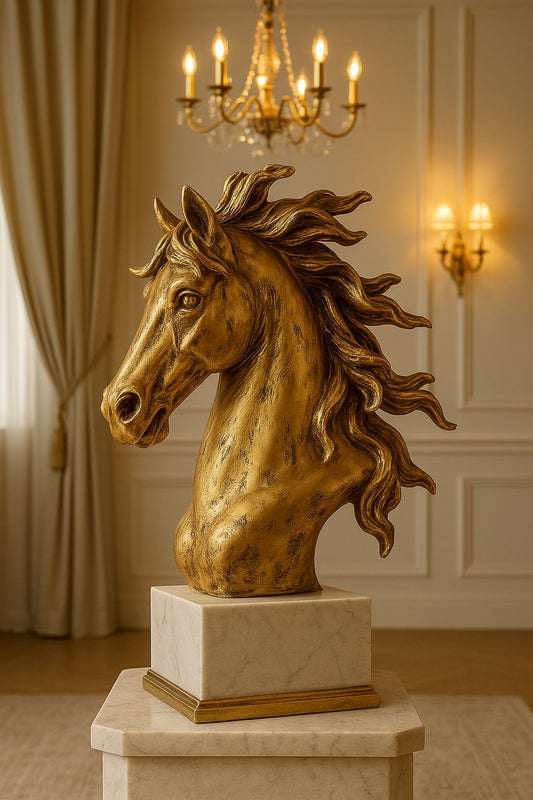 The Golden Stallion – Royal Horse Bust Sculpture Muzamil Decor