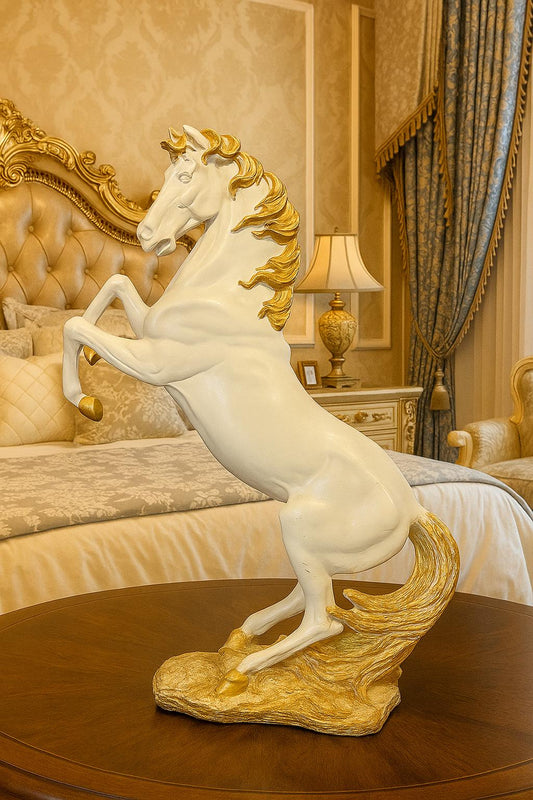 The Imperial White Stallion – Rearing Horse Sculpture Ameer & Sons