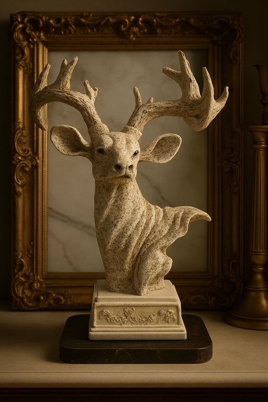 The White Creation - Royal Crowned Stag Bust Muzamil Decor