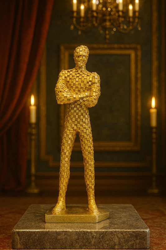 Modern Geometric Human Figure Sculpture – Gold Mosaic Finish SHAHI ANDAAZ