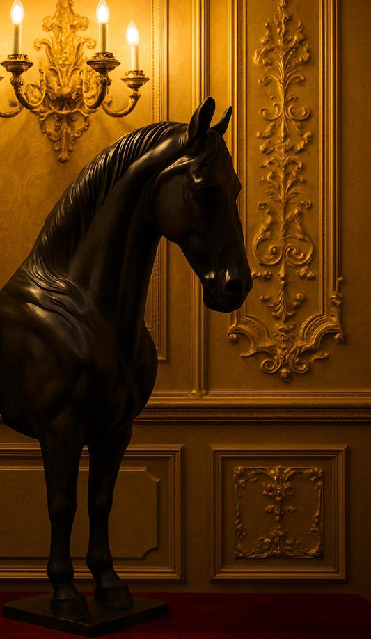 KURLOOS USMAN's Black Brave Horse Sculpture Muzamil Decor